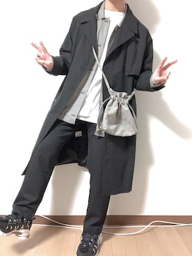 「AIVER（アイバー）のアイテム（トレンチコート）」を使った、まふゅーさん（メンズ・170cm）の春コーディネート