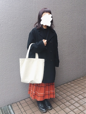 「tricot COMME des GARCONS（トリココムデギャルソン）のアイテム（ピーコート）」を使った、hanaさん（レディース・150cm）の冬コーディネート