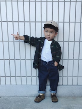 「ラルフローレンシャツ」｜「アイテム（帽子）」を使った、🇦さん（キッズ・100cm）の秋コーディネート