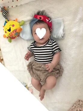 「H&M（エイチ・アンド・エム）のアイテム（Tシャツ/カットソー、ホワイト系）」を使った、himaさん（キッズ・100cm）の夏コーディネート