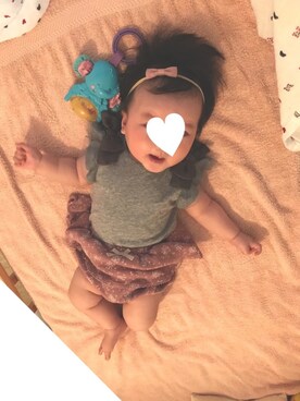 「petit main（プティマイン）のアイテム（トップス、グレー系）」を使った、himaさん（キッズ・100cm）の夏コーディネート