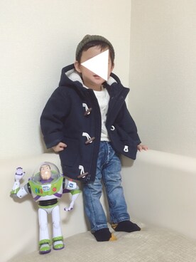 「2歳3ヶ月」｜「アイテム（ダッフルコート）」を使った、ponさん（キッズ・80cm）の冬コーディネート