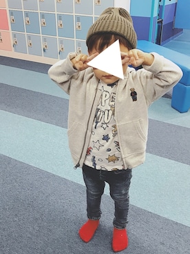 「ポロベアー」｜「アイテム（パーカー）」を使った、ponさん（キッズ・90cm）の秋コーディネート