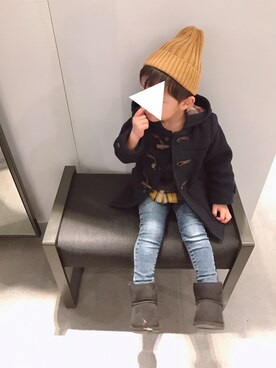 「ZARA KIDS」｜「アイテム（ダッフルコート）」を使った、ponさん（キッズ・90cm）の冬コーディネート