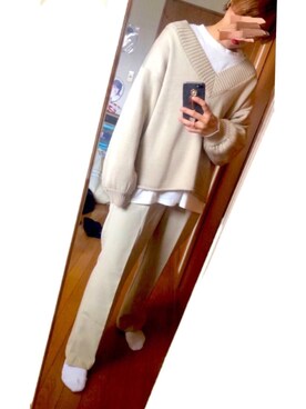 「RETRO GIRL（レトロガール）のタックセミフレアパンツ（その他パンツ）」を使った、ﾖｼｴ~♩♩さん（レディース・163cm）の冬コーディネート