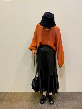 「アウトリンキングニット」｜ﾖｼｴ~♩♩さん（レディース・163cm）の冬コーディネート
