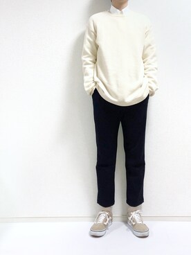 「白シャツ×ニット」｜yuz1180さん（メンズ・175cm）の春コーディネート