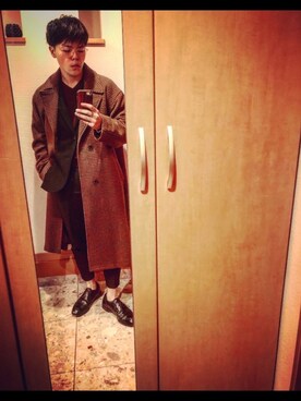 「アイテム（ステンカラーコート）」を使った、Cribsさん（メンズ・168cm・20代）の冬コーディネート