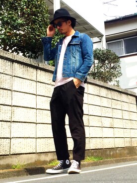 「H&M（エイチ・アンド・エム）のアイテム（ハット）」を使った、shoさん（メンズ・180cm）の春コーディネート