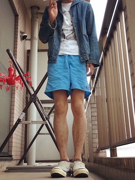 「FROM THE GARRET（フロムザギャレット）のアイテム（スニーカー）」を使った、カジワラさん（メンズ・176cm）の夏コーディネート