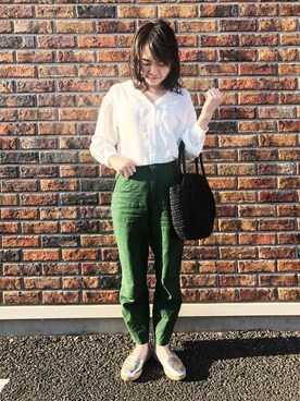 「fifth（フィフス）のVネックラインデザインブラウス（シャツ/ブラウス）」を使った、kasumiさん（レディース・155cm）の春コーディネート
