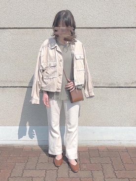 「シフォンブラウス」｜「アイテム（ジャケット/アウター）」を使った、kasumiさん（レディース・155cm）の春コーディネート