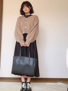 「学校」｜「アイテム（ブーティ）」を使った、しぴさん（レディース・158cm）の春コーディネート