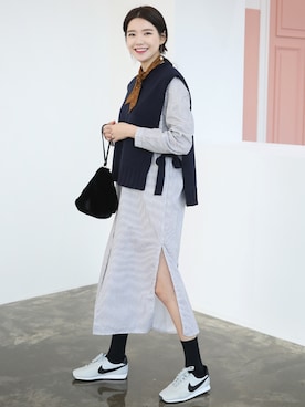 「アイテム（チュニック）」を使った、66ガールズさん（レディース・158cm）の冬コーディネート