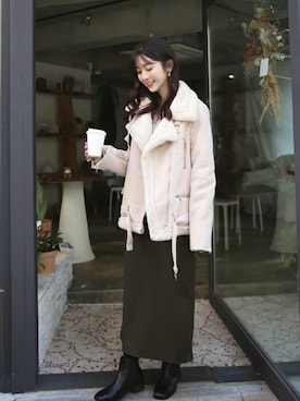 「韓国ファッション」｜66ガールズさん（レディース・158cm）の冬コーディネート