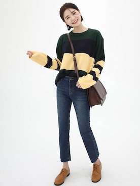 「ストレートデニム」｜66ガールズさん（レディース・167cm）の冬コーディネート