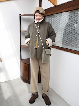 「アイテム（ミリタリージャケット）」を使った、66ガールズさん（レディース・167cm・20代）の秋コーディネート