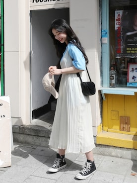 「アイテム（ワンピース/ドレス）」を使った、66ガールズさん（レディース・162cm・10代）の春コーディネート