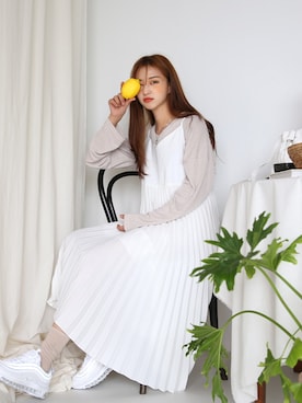 「ルーズフィット」｜「アイテム（ワンピース/ドレス）」を使った、66ガールズさん（レディース・165cm）の夏コーディネート