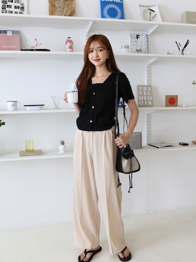 「ルーズフィット」｜66ガールズさん（レディース・165cm）の夏コーディネート