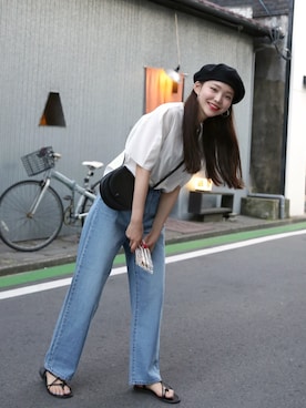 「韓国ファッション」｜66ガールズさん（レディース・162cm）の夏コーディネート