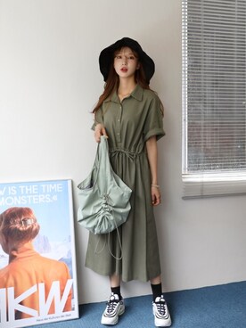 「ストリートカジュアル」｜「アイテム（ワンピース/ドレス）」を使った、66ガールズさん（レディース・165cm）の夏コーディネート