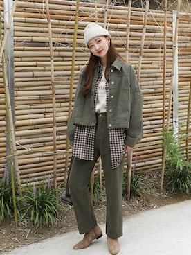 「アイテム（ミリタリージャケット）」を使った、66ガールズさん（レディース・165cm）の秋コーディネート