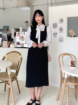 「ルーズフィット」｜「アイテム（ワンピース/ドレス）」を使った、66ガールズさん（レディース・171cm）の秋コーディネート