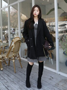 「簡単コーデ」｜「アイテム（その他アウター）」を使った、66ガールズさん（レディース・168cm）の秋コーディネート
