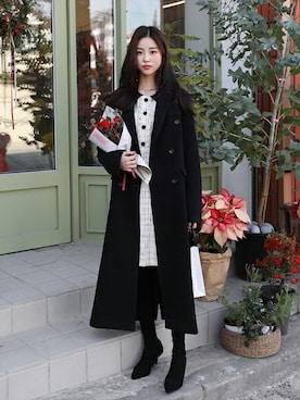「簡単コーデ」｜「アイテム（その他アウター）」を使った、66ガールズさん（レディース・168cm）の冬コーディネート