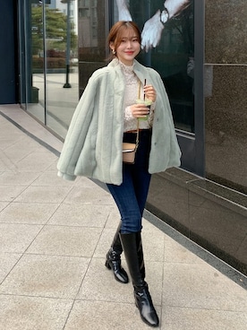 「簡単コーデ」｜「アイテム（その他アウター）」を使った、66ガールズさん（レディース・162cm）の冬コーディネート