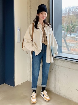 「簡単コーデ」｜「アイテム（その他アウター）」を使った、66ガールズさん（レディース・162cm）の冬コーディネート