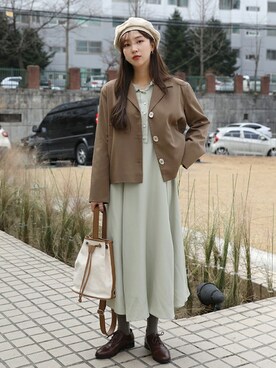 「簡単コーデ」｜「アイテム（その他アウター）」を使った、66ガールズさん（レディース・165cm）の冬コーディネート