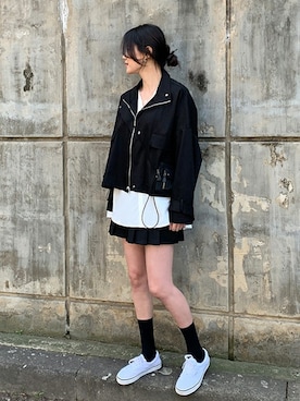 「アイテム（ミリタリージャケット）」を使った、66ガールズさん（レディース・167cm）の春コーディネート