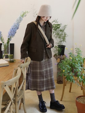 「アイテム（シャツワンピース）」を使った、66ガールズさん（レディース・162cm）の秋コーディネート