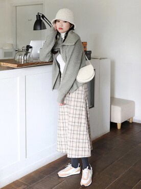 「アイテム（カーディガン/ボレロ、その他）」を使った、66ガールズさん（レディース・167cm）の秋コーディネート