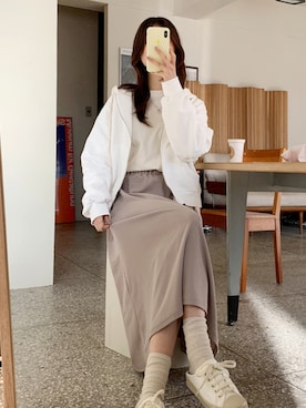 「アイテム（マウンテンパーカー）」を使った、66ガールズさん（レディース・167cm）の冬コーディネート