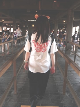 「X-girl（エックスガール）のWIDE TAPERED PANTS（その他パンツ）」を使った、aoiさん（レディース・152cm）の秋コーディネート