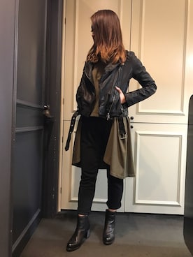 「Rawtus（ロータス）のアイテム（パンツ）」を使った、t☺︎rachanさん（レディース・158cm）の秋コーディネート