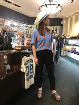 「Rawtus（ロータス）のアイテム（パンツ）」を使った、t☺︎rachanさん（レディース・158cm）の夏コーディネート