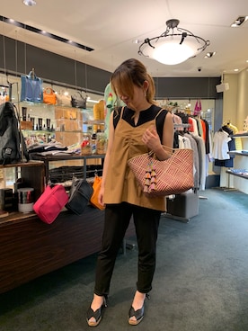 「Rawtus（ロータス）のアイテム（パンツ）」を使った、t☺︎rachanさん（レディース・157cm）の夏コーディネート