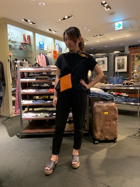 「Rawtus（ロータス）のアイテム（パンツ）」を使った、t☺︎rachanさん（レディース・158cm）の夏コーディネート