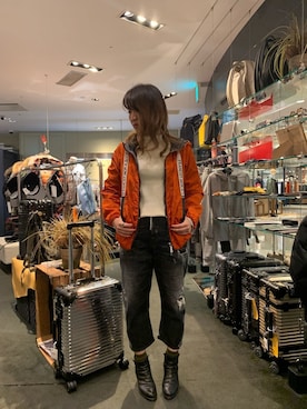 「アイテム（ブルゾン）」を使った、t☺︎rachanさん（レディース・158cm・30代）の冬コーディネート