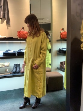 「ROBES&CONFECTIONS（ローブスコンフェクションズ）のRobes&Confections/ローブス&コンフェクションズ/French Linen Slit Caftan/フレンチリネンスリットカフタン/CRC-D02-303（シャツワンピース）」を使った、t☺︎rachanさん（レディース・158cm）の冬コーディネート