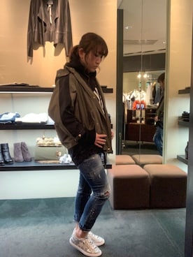 「アイテム（ブルゾン）」を使った、t☺︎rachanさん（レディース・158cm・30代）の春コーディネート