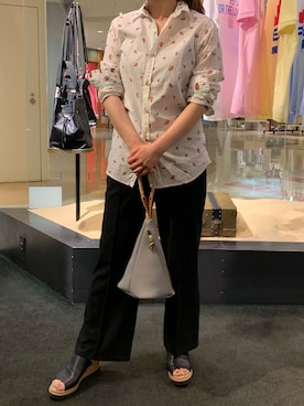 「Magnu（マヌー）のMagnu/マヌー/Tee Pee pouch（ハンドバッグ）」を使った、t☺︎rachanさん（レディース・158cm）の夏コーディネート