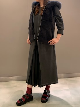 「アイテム（ブルゾン）」を使った、t☺︎rachanさん（レディース・158cm・30代）の秋コーディネート