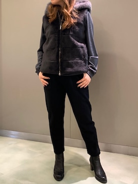 「TRANSIT（トランジット）のアイテム（パンツ）」を使った、t☺︎rachanさん（レディース・158cm）の秋コーディネート