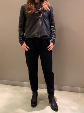 「TRANSIT（トランジット）のアイテム（パンツ）」を使った、t☺︎rachanさん（レディース・158cm）の秋コーディネート