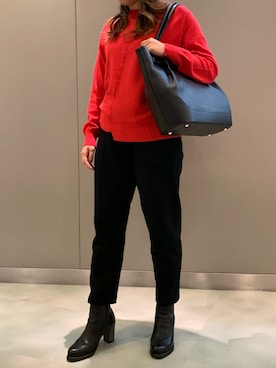 「TRANSIT（トランジット）のアイテム（パンツ）」を使った、t☺︎rachanさん（レディース・158cm）の秋コーディネート